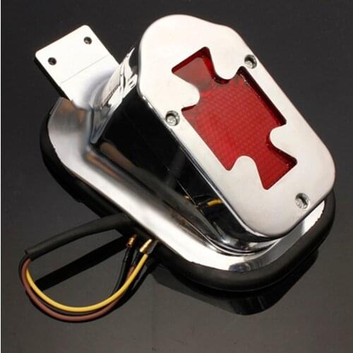 Motorcycle Turn Signal Rear Tombstone Cross Tail Light Brake Stop Lamp License Plate Light Red Taillight Accessories Universal