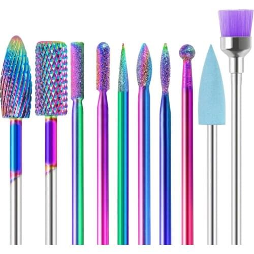 10 in 1 Nail Drill Bits Sets Electric Nail Drill Kit 3/32" Tungsten Carbide Nail Files Manicure Pedicure Set Home Salon Use