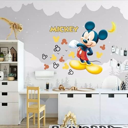 Disney Mickey Minnie Wall Sticker Children Room Graffiti Decoration Cartoon Game Sticker Removable Papel De Pared PVC Stickers