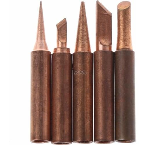 5 Pcs Pure Copper 900M-T Soldering Iron Tip Lead-free For Hakko Soldering Rework Station Soldering Tips T12 Drop ship