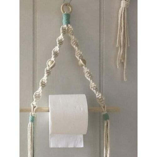 Scandinavian Style Wall Rope Hanging Wooden Rack Stick Tassel Storage Home Decor