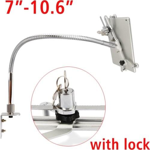 D-MOUNT DL-TBM-01 universal 7" -10.6" tablet table goose neck Mount wall bracket with safety lock pad holder silver rotate