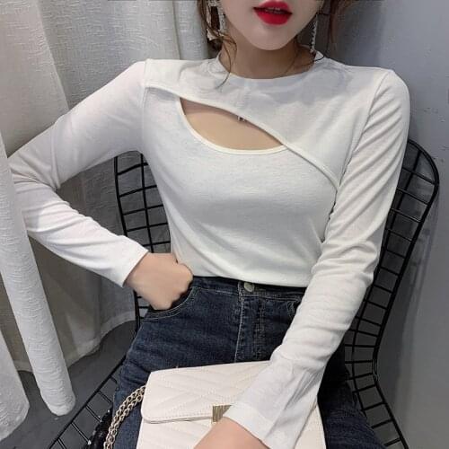 Spring new sexy female T-shirt hollow-out cultivate ones morality joker render unlined upper garment jacket to film