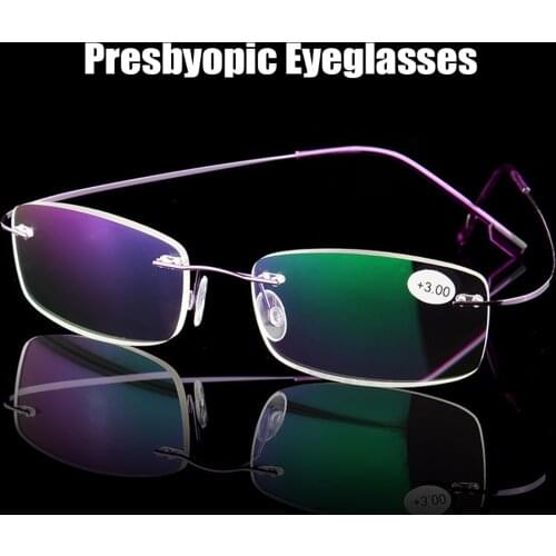 Rimless Reading Glasses Men Women Memory Titanium Clear Eyeglasses Magnetic Presbyopic Eyeglass +1.0 +1.5 +2.0 +2.5 +3.0 +3.5