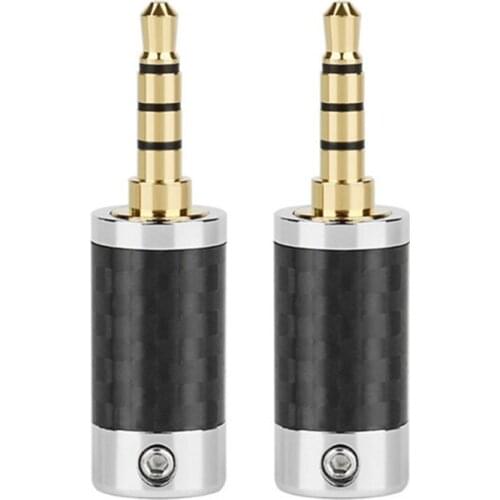 Wholesale 3.5 Jack Audio Plug Connectors 4 Poles Carbon Fiber Gold Plated 3.5mm Earphone Plug 6.2mm Inner Diameter 40mm Length