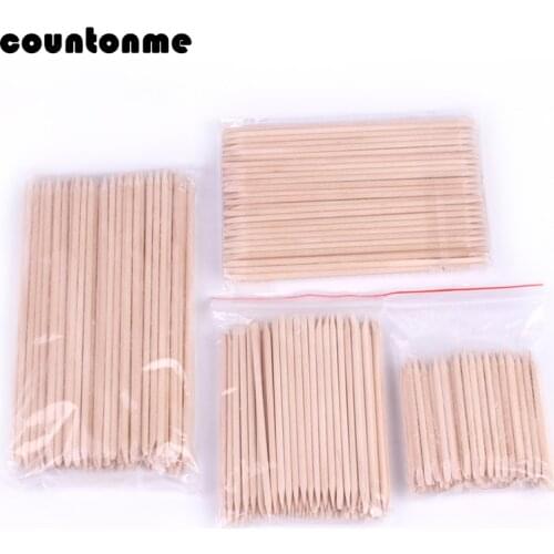 50/100pcs Wood Stick Cuticle Pusher Remover Orange Wooden Chopsticks for Manicure Pedicure Cuticle Removal Dual-end Nail Art Too