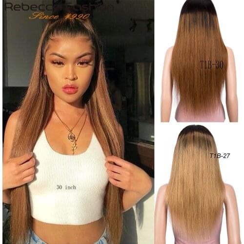 Rebecca 4x4 Ombre Blonde Lace closure Wig Malaysian Body Wave Human Hair Wigs Remy Colored Lace Front Wig T1B 27/30/99j 30 inch