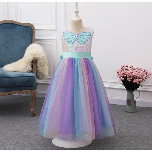 Baby Girls Dress Christmas Party Princess Dress Butterfly Print Birthda Ball Gown Cosplay Mermaid Girls Childrens Clothing