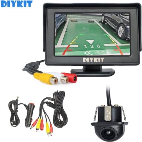 DIYKIT Wired 4.3inch HD LCD Display Rear View Monitor Car Monitor Mini Car Cam Rear View Car Camera Reversing System