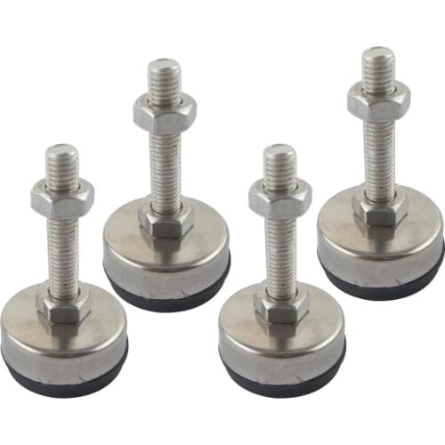 4pcs M8x60mm Adjustable Foot Cups 43mm Diameter 304Stainless Non-skid Base M8 Thread 60mm Length Articulated Leveling Foot