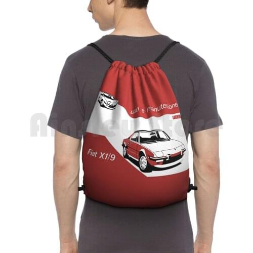 Fiat X1 / 9 Backpack Drawstring Bag Riding Climbing Gym Bag Fiat 124 Sport Spider X1 9 X19 Car Cars Targa Sports Two Seater
