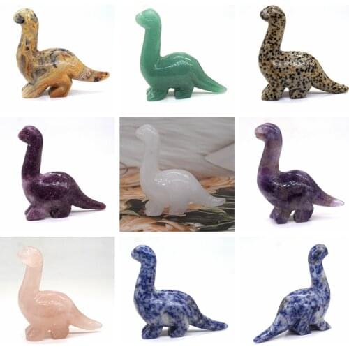 2.7" Dinosaur Stone Carving Figurine Healing Crystal Diplodocus Statue Home Decoration Natural Gemstone Craft Gift Room Ornament