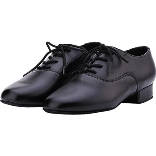Latin Dance shoes Women Men Lace-Up Black Latin shoes Genuine Leather Professional Dance Shoes Flat Heel Size 38-44