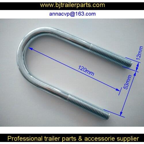 U bolt M12 x 53 x 120mm, trailer axle U bolt, trailer leaf spring clamp, zinc plated, Truck Trailer Ute trailer parts