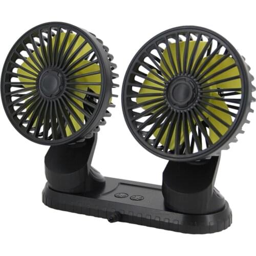 F404 USB Powered Car Fan Dashboard Fan for Vehicle Truck SUV Multi-Angle Rotatable Dual Head 3-Speed in Summer Cooling Fan