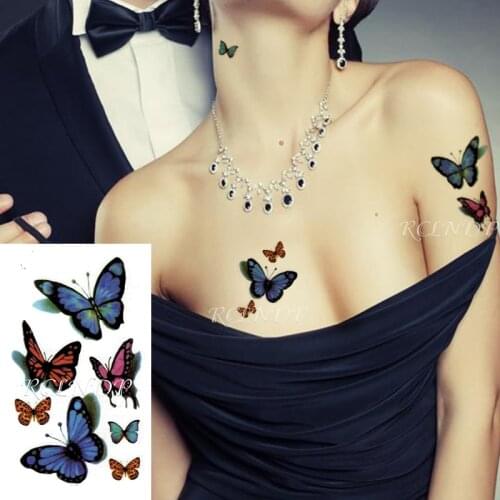 Waterproof Temporary Tattoo Stickers 3D Color Butterfly Insect Animal Fake Tatto Flash Tatoo Body Art for Girl Women Men Kids