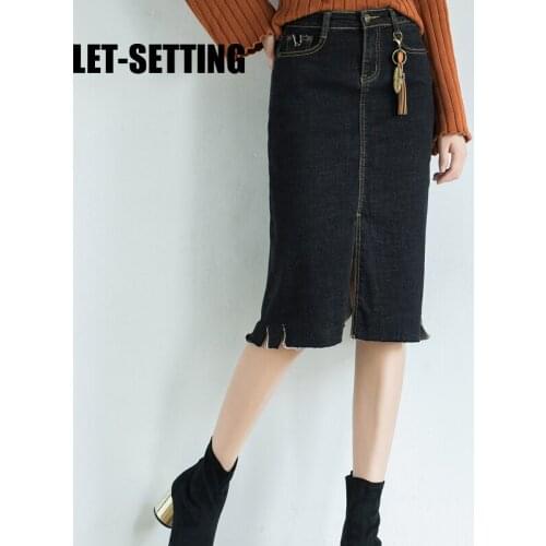 LET-SETTING Cowboy skirt female Slim high waist skirt college plus size skirt