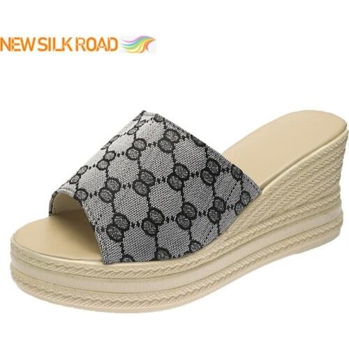 New Women Height Increased Open Toe Summer Wedges Flip FlopsThick Sole Platform Heels Sandal Slide Flat Slipper Zapatos De Mujer