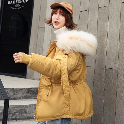 Womens Winter Jackets And Coats 2019 Parkas For Women 6 Colors High Quality Jackets Warm Outwear With Hood Faux Fur Collar Y80