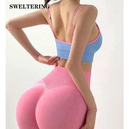 Fitness Women Yoga Set Gym 2 Piece Bras+Seamless Leggings Push Up Pants Exercise Padded Workout Running Suit Sportswear Athletic