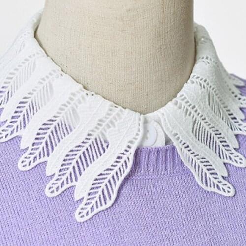 Female Warm Fake Collar Fashion Black and White Chiffon+lace Lapel False Collar Shirt Collar Decoration Detachable Collar Woman