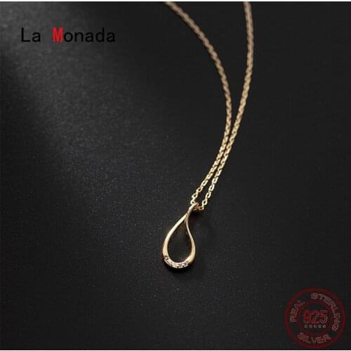 La Monada Womens Necklace 925 Silver Chains Woman On Neck Hollow Waterdrop Pendant Fine Jewelry For Women Necklace Silver Girls