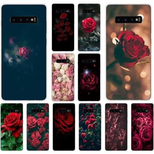 27AS Red Rose Print Soft Silicone Tpu Cover phone Case for Samsung Galaxy S10 S20 Plus case