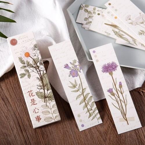 30 Pcs/Set Creative Retro Flowers Bookmark DIY Stationery Bookmarks Book Holder Message Card