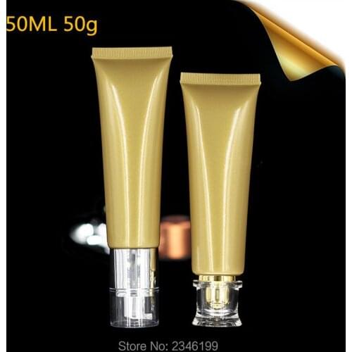 50ML 50g 50pcs/Lot Bright Gold Cosmetic Soft Tube BB CC Container Eye Cream Hand Cream Empty Bottle Essence Ointment Tube