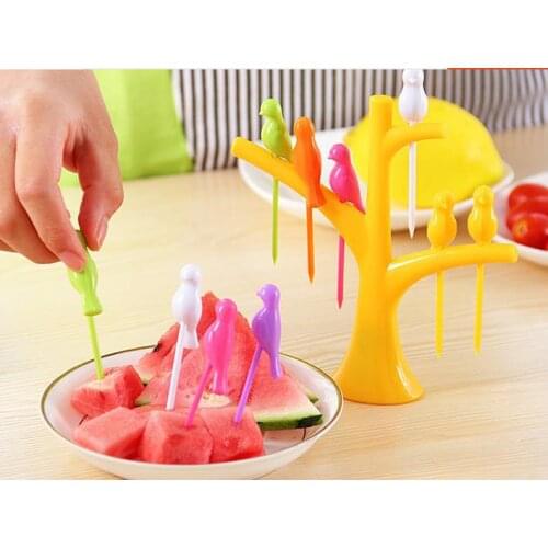 7pcs/set Kitchen Accessories Cooking Fruit Vegetable Tools Gadgets Fashion Fork Set Eco-Friendly Sign Hot Sale KX 017