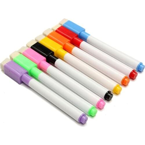 8pcs Color Magnet Pens Magnetic Wipe White Board Markers Built In Erases DU55