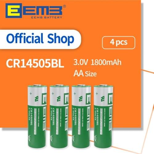 EEMB 4PCS 3.0V AA Size Battery 1800mAh CR14505BL NON-Rechargeable Lithium Battery for Electric Meter Alarm System Window Sensor