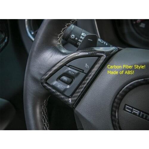 LAPETUS Car Steering Wheel Frame Cover Trim 3 Piece / Set For Chevrolet Camaro 2016 - 2019 Carbon Fiber Look Interior Kit