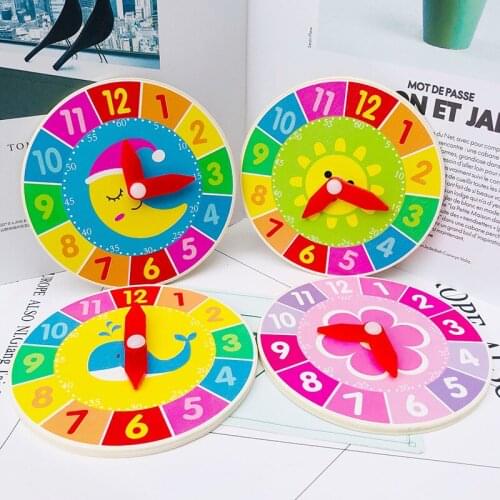 Kindergarten Wooden Clock Teaching Aids Clock Learning Device for Children