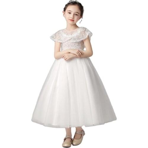 Kid girl wedding dress new born baby bridal veil white