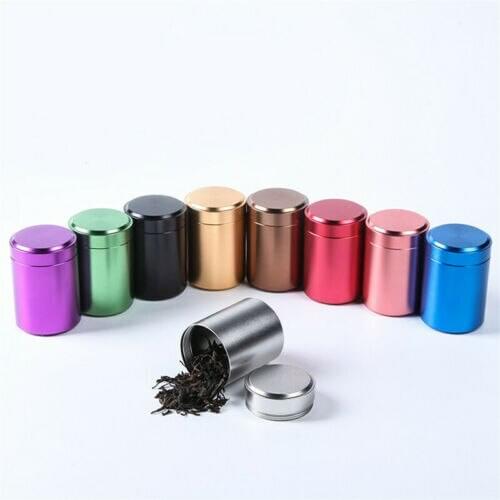 Airtight Smell Proof Container Aluminum Herb Stash Tea Jar Sealed Can Pretty Hot Storage Bottles & Jars