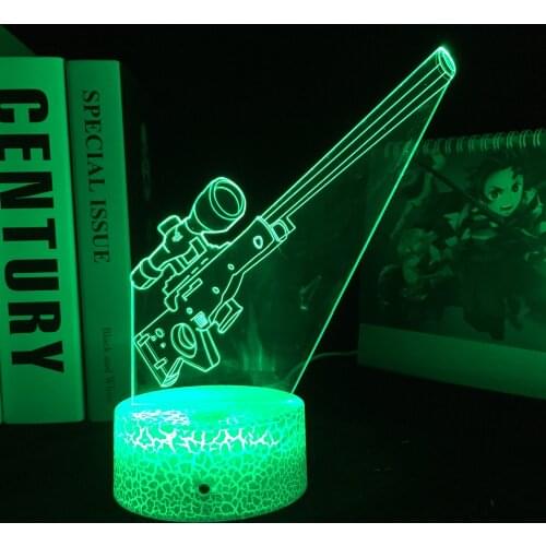 Game Weapon Sniper Rifle AWP 3D Optical LED Night Light for Kids Cool Birthday Gift Boys Room Bedroom Lamp Home Decoration