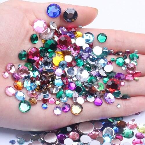 Round flatback Acrylic Rhinestones five Colors 1.5mm-6mm Mixed size Shoes Clothing Decorations Sparkling Newest Nail Decorations