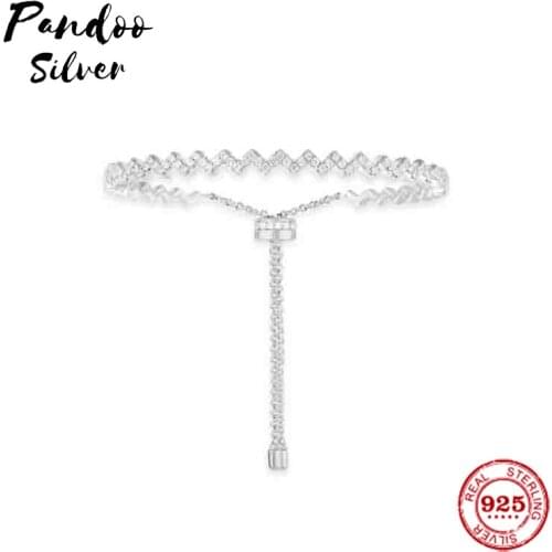 Fashion Charm Sterling Silver Copy 1:1 Copy,Adjustable Silver Up And Down Bracelet Women 2021 Luxury Jewelry Gift