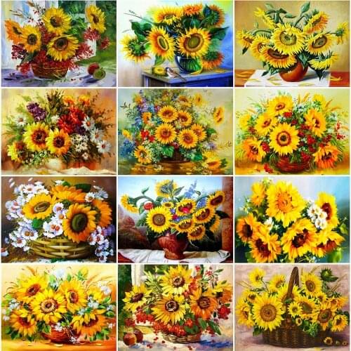 MomoArt Diamond Mosaic Flower Crafts 5D Diamond Painting Sunflower Cross Stitch Embroidery Picture Of Rhinestone Handmade Hobby