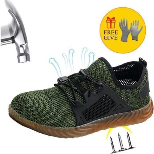 NMSafety Men Casual Shoes Steel Toe Air Safety Working Shoes Puncture-Proof Work Sneakers Breathable Shoe