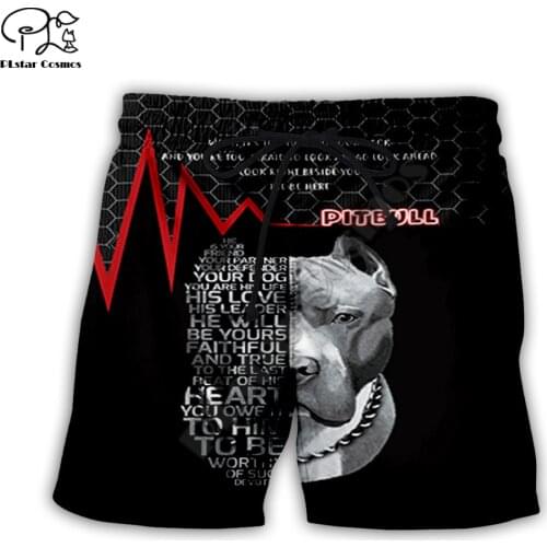 Men Summer Funny pitbull Dogs Casual Shorts 3d Printed Quick Dry Funny Board Shorts Elastic Waist drop shipping