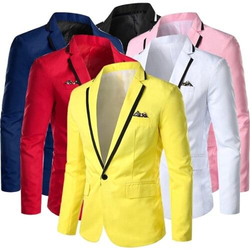 Blazer Masculino Homme Slim Fit for 2020 Stylish Casual Solid Blazer Business Wedding Party Outwear Coat Suit Tops Men