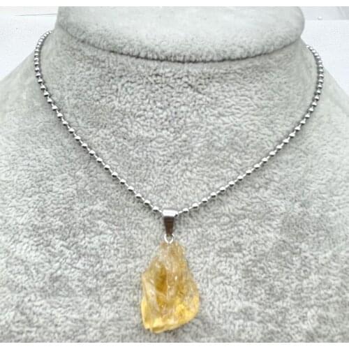 Natural stone Yellow Crystal Black Tourmaline Repair Ore Can Be Used Citrine Pendant For DIY Jewelry Making Necklace Accessories
