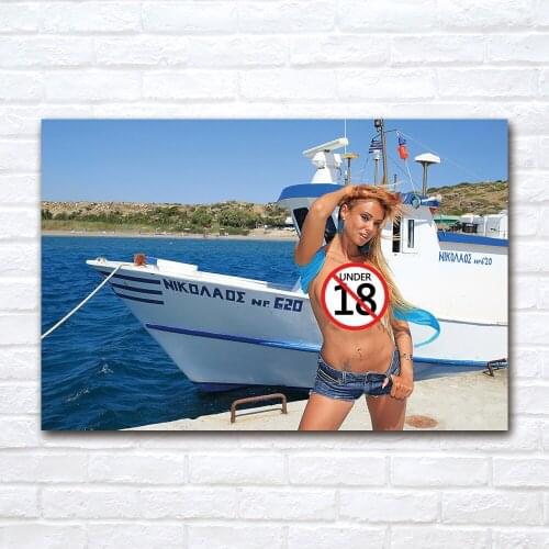 Sexy Girl by the Sea Wallpaper Wall Art Posters HD Canvas Cloth Fabric Print Painting for Living Room Home Decor