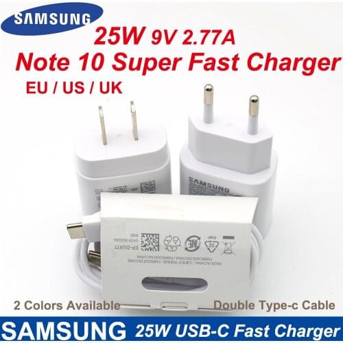 Samsung Note 10 Super Fast Charger Original 25W EU Fast charge adapter type C to type c cable For Galaxy S10 + Note 10 plus (5G