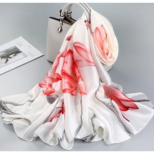 2021 Women Silk Winter Scarf Luxury Design Print Lady Beach Shawl Scarves Fashion Smooth Foulard Female Hijab