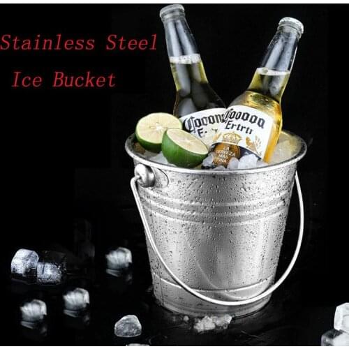Portable Stainless Steel Ice Bucket Champagne Whiskey Wine Beer Cooler Wine Rack Bar Accessories Home Bars