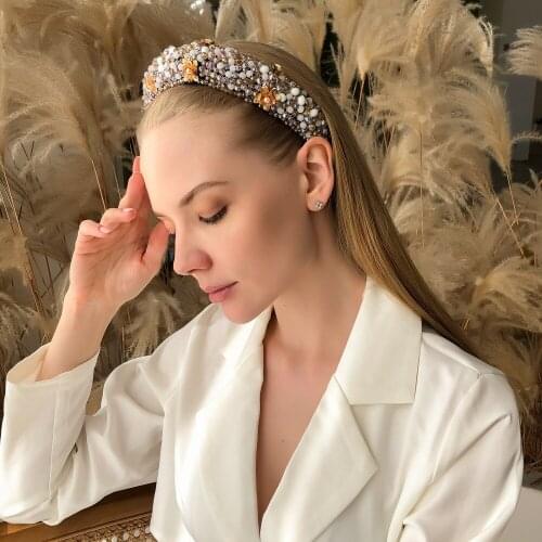 Palace Gorgeous Light Luxury Headband Fashion Crystal Beaded Fabric Headband