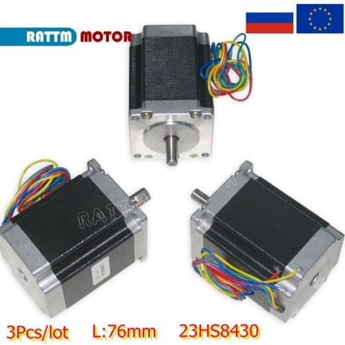 【RU /EU】3pcs Nema 23 stepper motor 57x76mm 23HS8430 1.8Nm 270 Oz-in 3A 4 wires for 3D printe / CNC